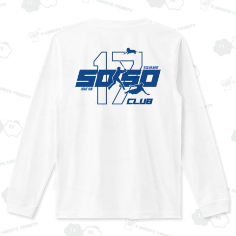 【背面プリント】50-50クラブ(デコピン付)文字ブルー【パロディー商品】流行語・野球デザイン