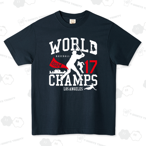 ワールドチャンプス2024 BASEBALL(デコピン・文字ホワイト)【パロディー商品】野球デザイン
