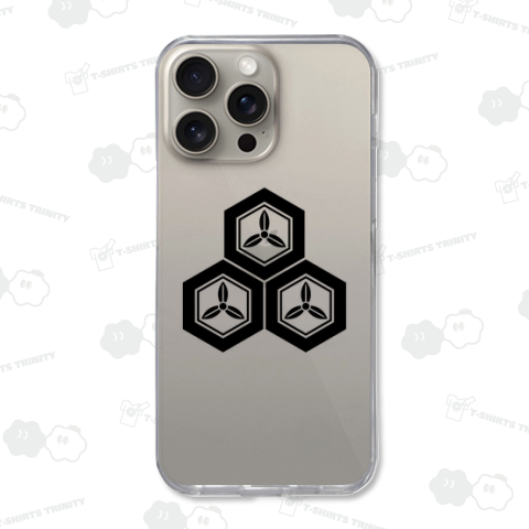 三つ盛り亀甲に三つ葉・直江兼続【家紋デザイン】カラー黒