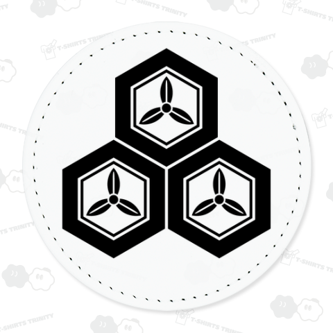 三つ盛り亀甲に三つ葉・直江兼続【家紋デザイン】カラー黒