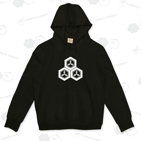 三つ盛り亀甲に三つ葉・直江兼続【家紋デザイン】カラー白