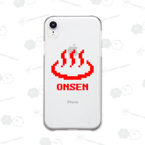 温泉マーク【かわいいドット絵】文字レッド