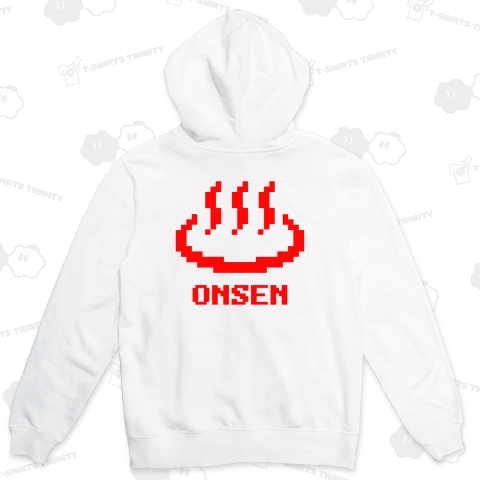 【背面】温泉マーク【かわいいドット絵】文字レッド