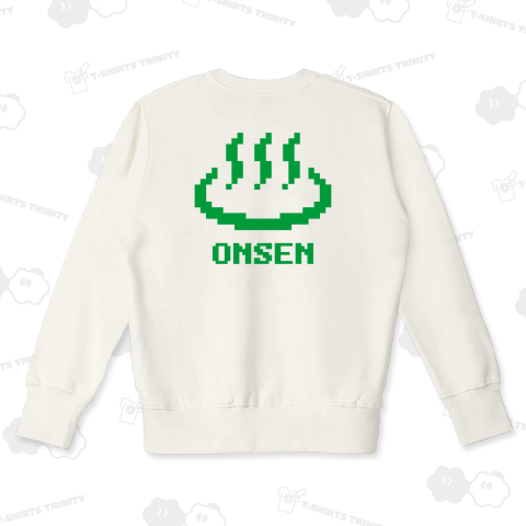 【背面】温泉マーク【かわいいドット絵】文字グリーン