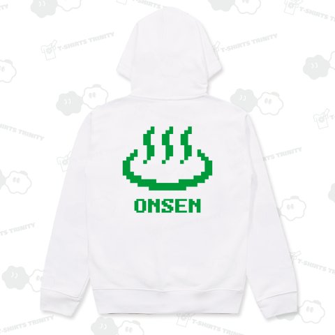 【背面】温泉マーク【かわいいドット絵】文字グリーン