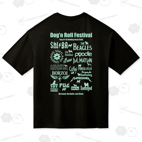 【背面】ドッグンロール・フェスティバル【ロック・パロディー】文字ミントグリーン