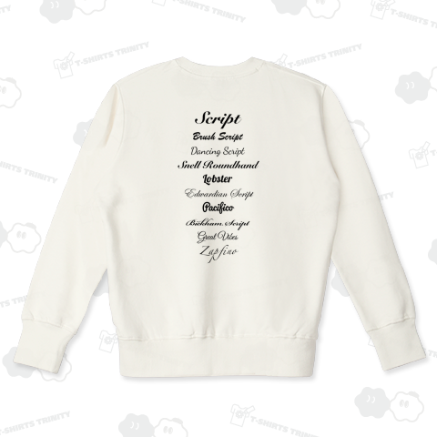 【背面】定番欧文フォント【スクリプト書体】マニアックデザイン