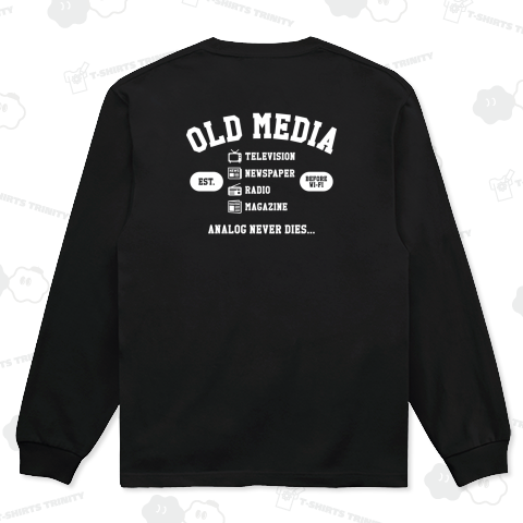 【背面】オールドメディア【流行語・カレッジ風デザイン】文字白