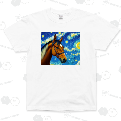 サラブレッド 星月夜 ゴッホ風 乗馬 競馬 グッズ 馬