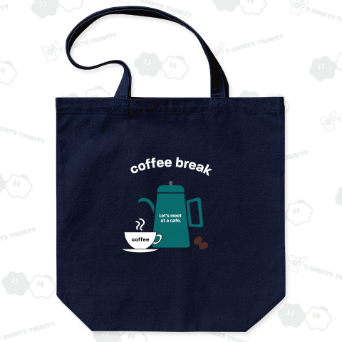 コーヒーとポットのイラスト、ロゴTシャツ。2