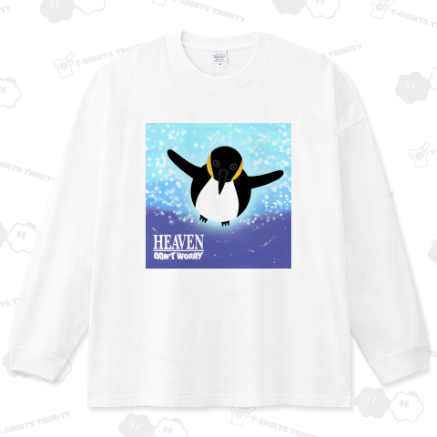 水中を泳ぐペンギン ビッグシルエットロングTシャツ(5.6オンス)