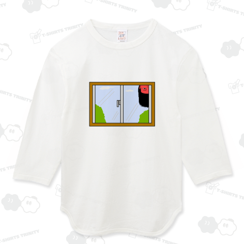 窓に映る幽霊(赤顔)Tシャツ