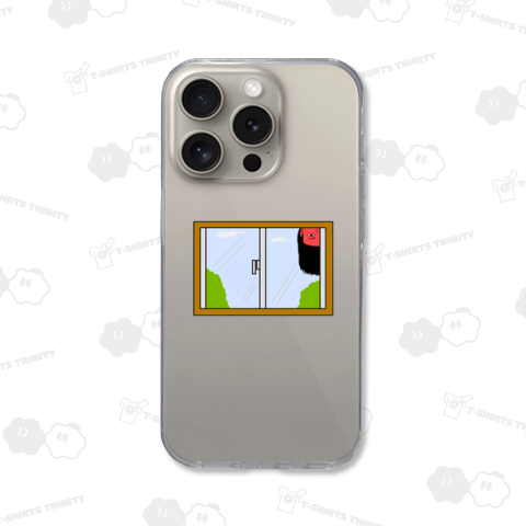 窓に映る幽霊(赤顔)Tシャツ