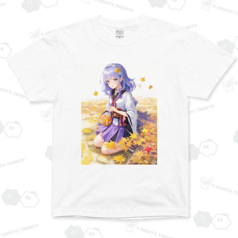 秋の風景に座る女の子