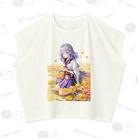 秋の風景に座る女の子