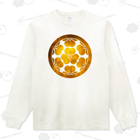 【武将:長宗我部盛親】 家紋 丸に七つ片喰-01 金箔フェイク柄 戦国 長宗我部元親 カスタマイズ可能