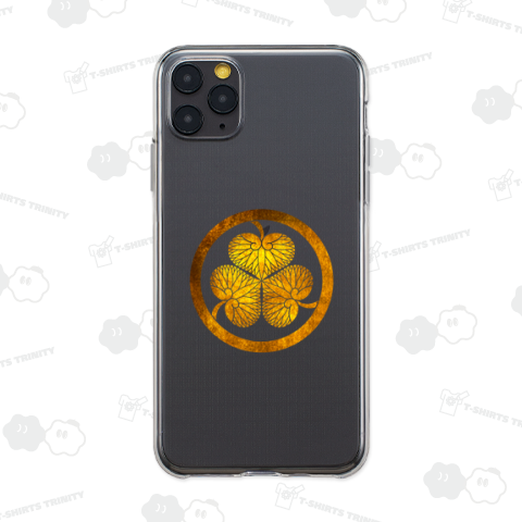 【武将:徳川家康】 家紋 三葉葵-01 金箔フェイク柄 カスタマイズ可能