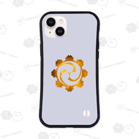 家紋 花形井筒持ち地抜き有馬巴 -01 金箔フェイク柄 カスタマイズ可能