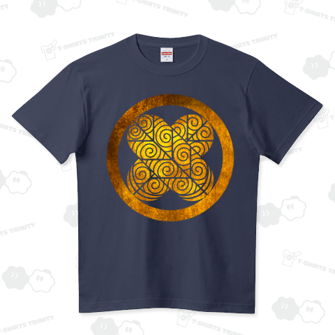 【武将:浅野幸長・浅野長政】 家紋 丸に違い鷹の羽 -02 金箔フェイク柄 カスタマイズ可能