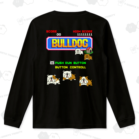 【バックプリント】レトロゲーム風なブルドッグ