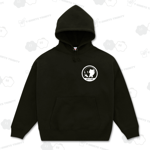 釣れない猫のエギングロゴ(白) ビッグシルエットパーカー(起毛) (10オンス)