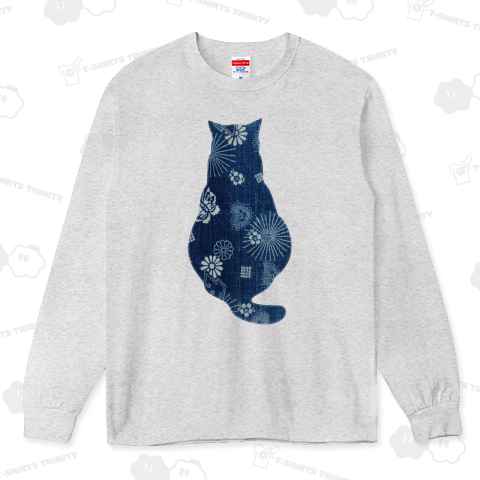 猫の後姿アップリケ(藍染)