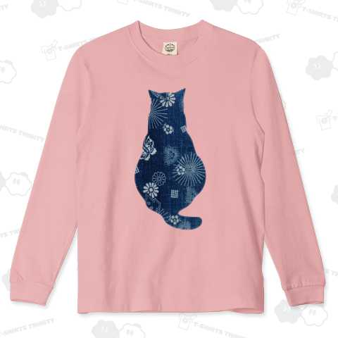 猫の後姿アップリケ(藍染)