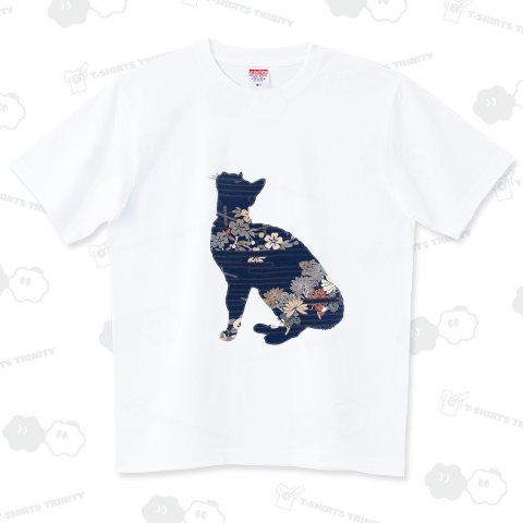 見上げる猫アップリケ(友禅)