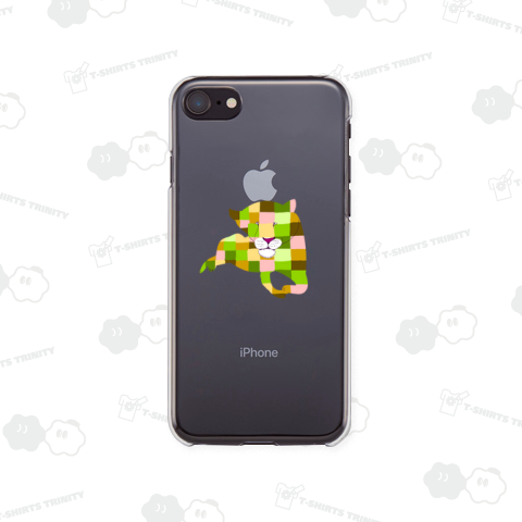 ブロックチェック柄なライオン