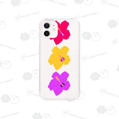 ハイビスカスの花のデザインTシャツ/ハワイ フラダンス 花 ハイビスカス アロハ フラ トロピカル 手描き オリジナル グッズ Tシャツ ハンドメイド調 チーム ダンス グループ おそろい ペアルック