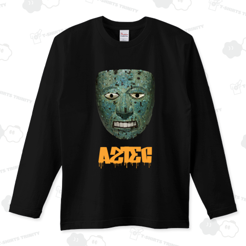 アステカ文明 火と炎の神 仮面 ギャングフォント1 オレンジ