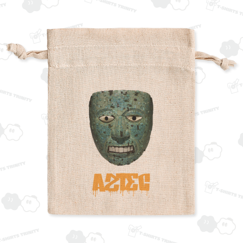 アステカ文明 火と炎の神 仮面 ギャングフォント1 オレンジ