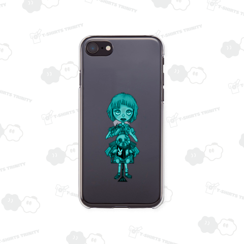 ホラーカラーの美容師さんの女の子とウサギ