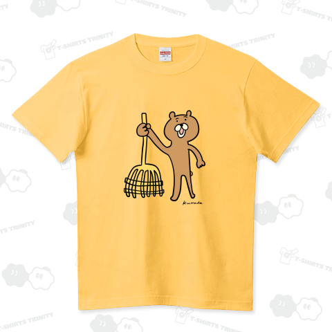 熊手を持ったクマ ハイクオリティーTシャツ(5.6オンス)