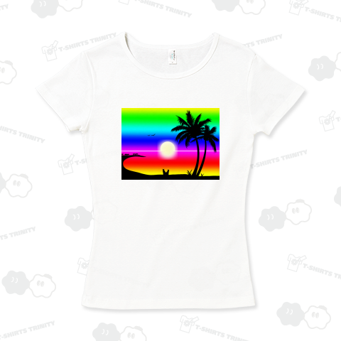 猫シルエットのサンセットビーチ(文字無ver)