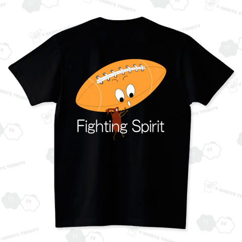 ラグビーボールとカブト虫文字白 スタンダードTシャツ(5.6オンス)