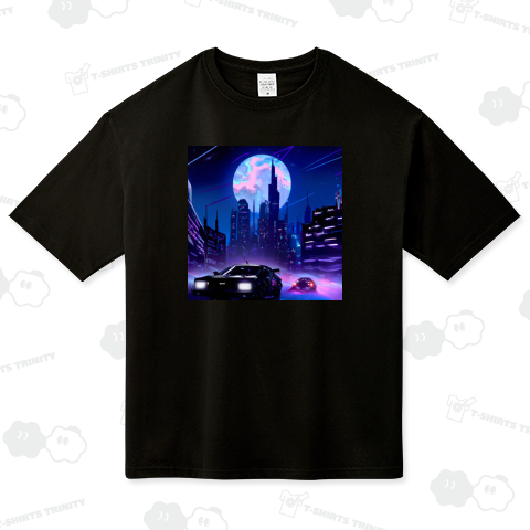 サイバーパンク、夜景、自動車