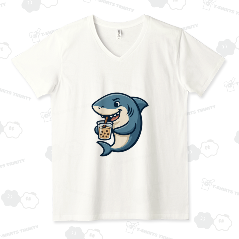 サメがタピオカでタピタピしてる