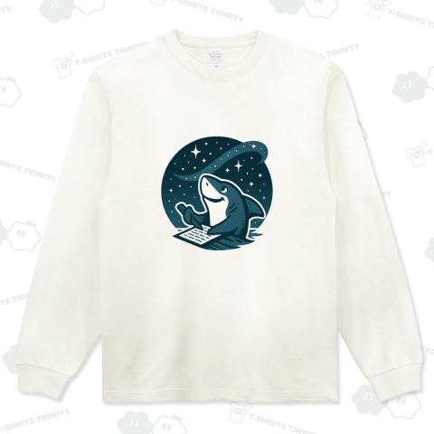 サメが星を見ながら日記を書いている