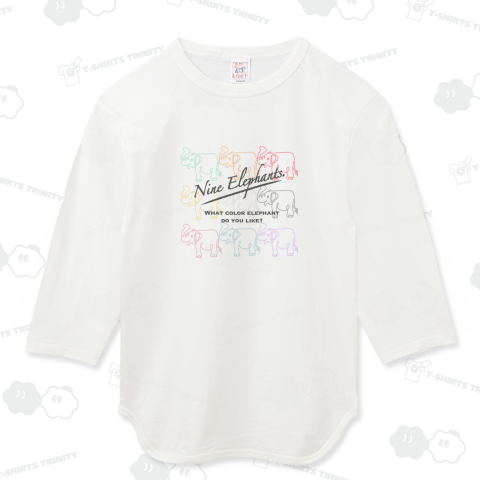 9 elephants. ハイグレードベースボールTシャツ(6.2オンス)