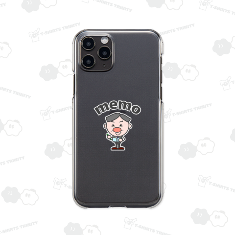 頑張るお父さん/メモをとっている/memo文字入りデザイン