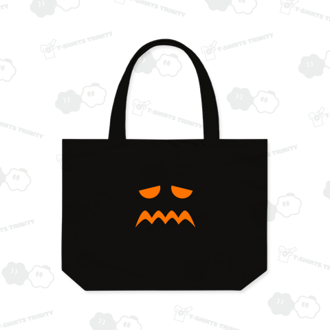 ハロウィン顔だけお化け/ギザギザな口・困った顔/オレンジ色デザイン