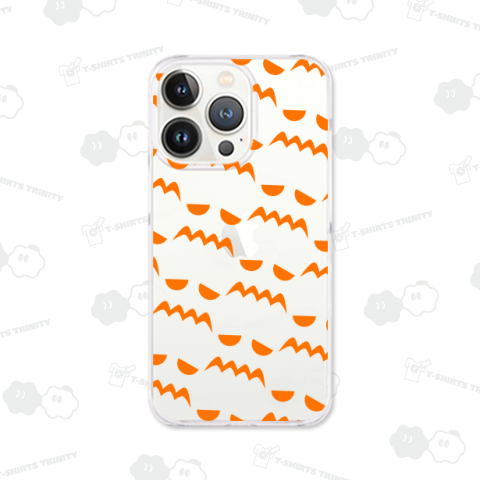 ハロウィン顔だけお化け/ギザギザな口・困った顔/オレンジ色デザイン