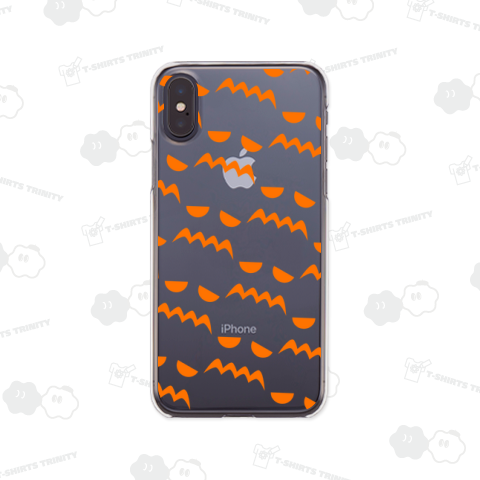 ハロウィン顔だけお化け/ギザギザな口・困った顔/オレンジ色デザイン