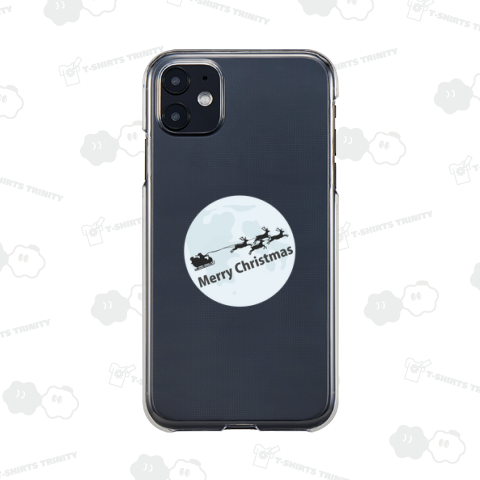 ブルームーン(満月)とサンタクロース/Merry Christmasの文字入りデザイン