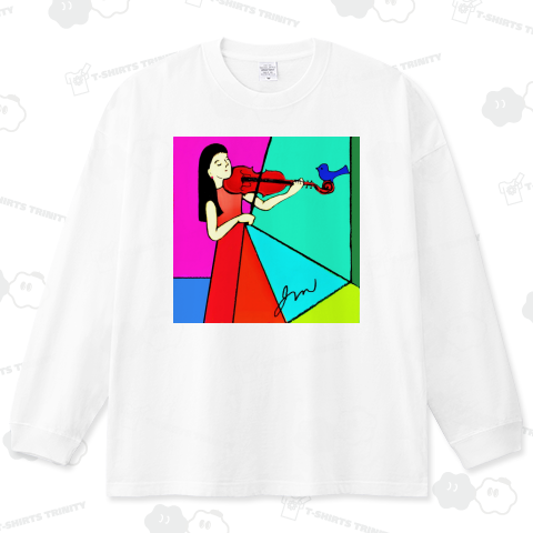 青い鳥小鳥 ビッグシルエットロングTシャツ(5.6オンス)