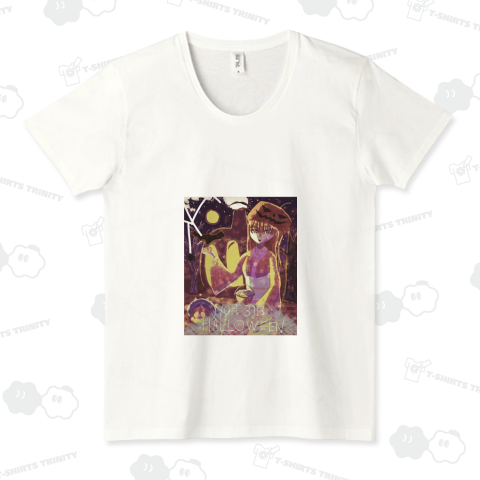 ハロウィンを楽しむ和服女性