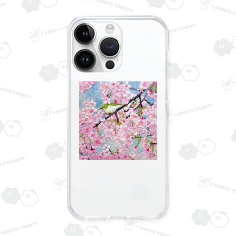 春 メジロと河津桜 日本画