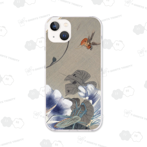 小原古邨 – 朝顔に蟷螂と蜂