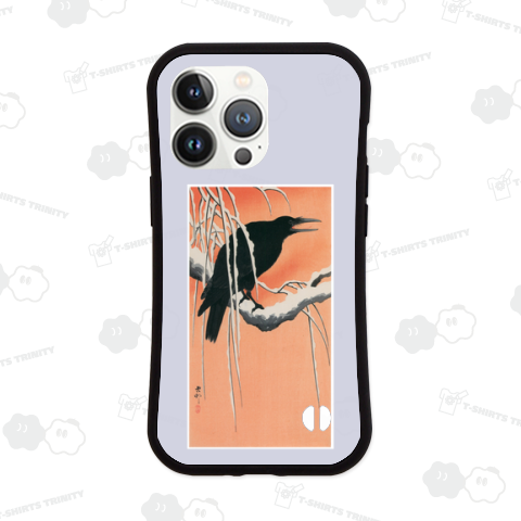 小原古邨 – 雪の柳に烏